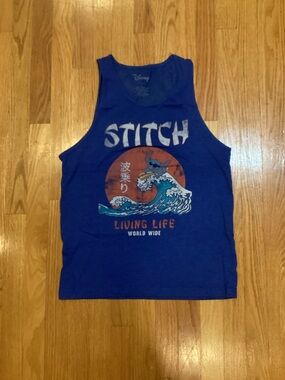 Disney Blue Stitch Tank Top with Surf Graphic